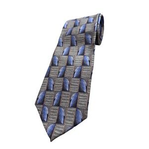 Cocktail Collection Mens Blue Grey Geometric Abstract 100% Silk Necktie RN62830